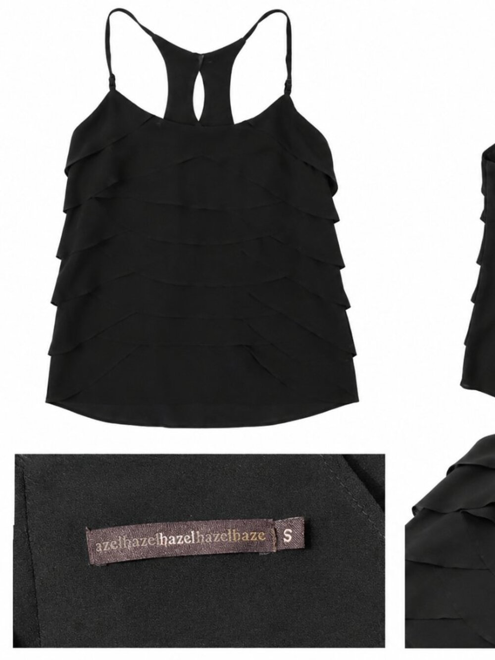 Hazel Black Layered Ruffle Tank Top – Size Small